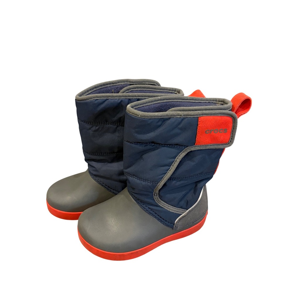 Crocs Kids Winter Puff Boot Navy Grey Red Toddler Size C8 204660 Snow Boots